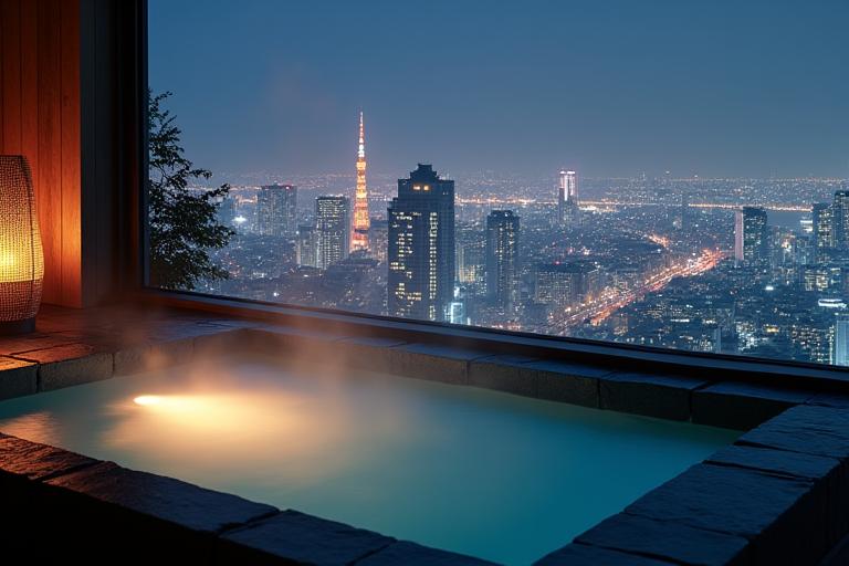 夜景を望むプライベート露天風呂